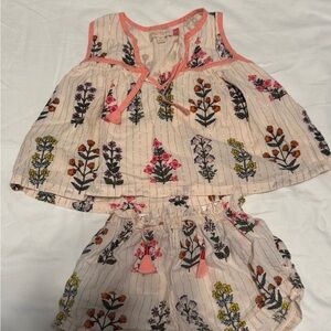 Pink Chicken Floral Top with Pink Trim